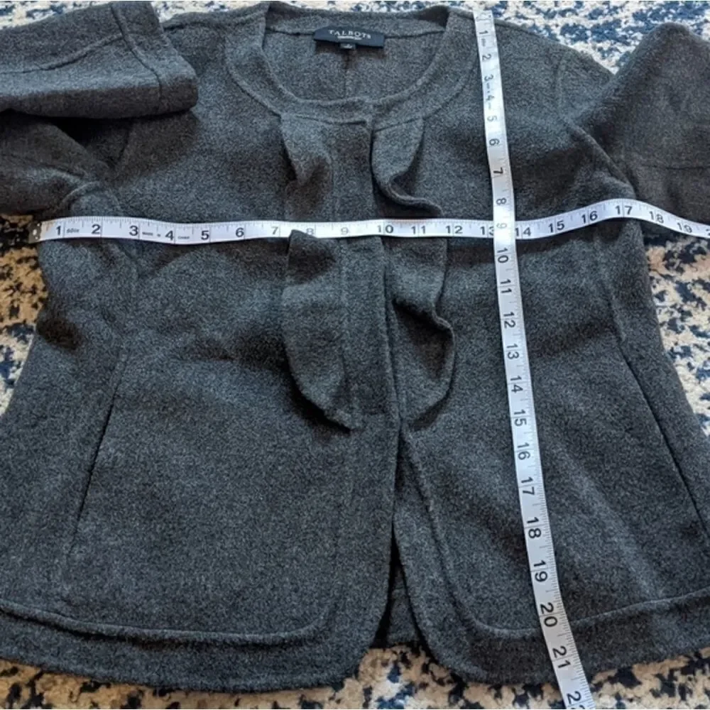 Talbots gray Crop Ruffle Wool Jacket Blazer - Picture 7 of 11
